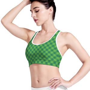 Green Plaid Saint Patrick's Day Print Women's Sports Bra