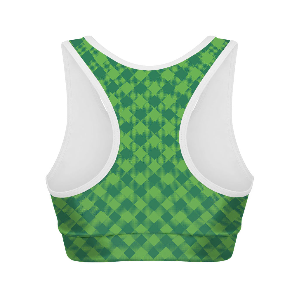 Green Plaid Saint Patrick's Day Print Women's Sports Bra