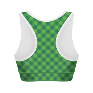 Green Plaid Saint Patrick's Day Print Women's Sports Bra