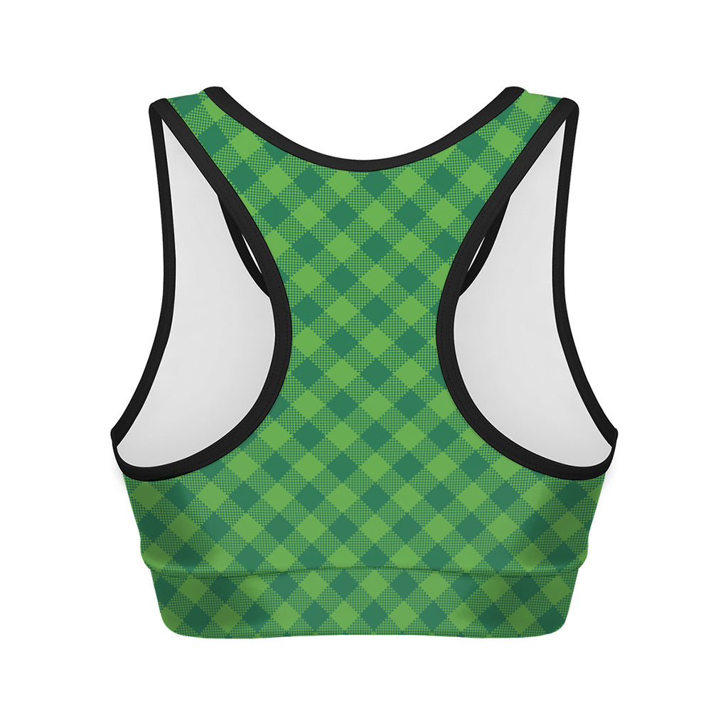 Green Plaid Saint Patrick's Day Print Women's Sports Bra