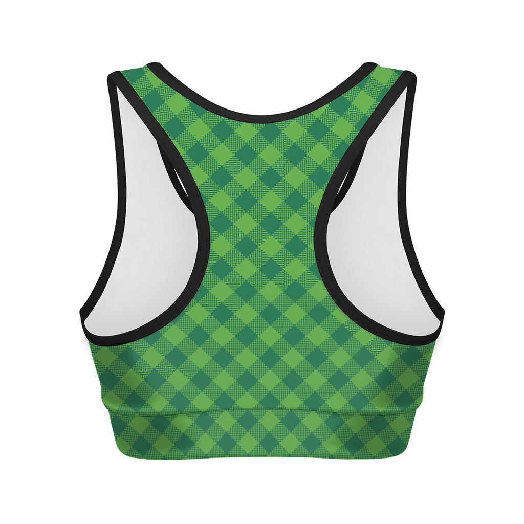 Green Plaid Saint Patrick's Day Print Women's Sports Bra