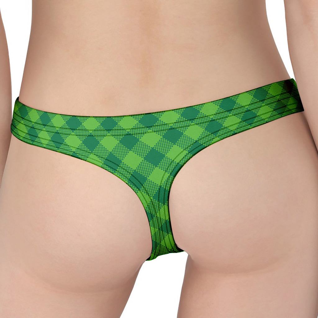 Green Plaid Saint Patrick's Day Print Women's Thong