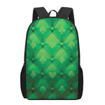 Green Playing Card Suits Pattern Print 17 Inch Backpack