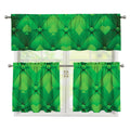 Green Playing Card Suits Pattern Print 3 Piece Kitchen Curtains