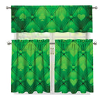 Green Playing Card Suits Pattern Print 3 Piece Kitchen Curtains