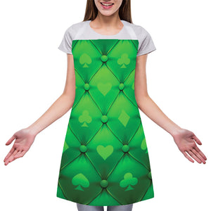 Green Playing Card Suits Pattern Print Adjustable Apron