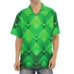 Green Playing Card Suits Pattern Print Aloha Shirt