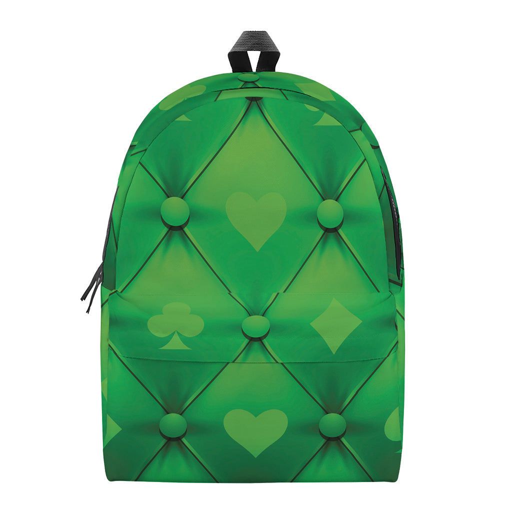 Green Playing Card Suits Pattern Print Backpack