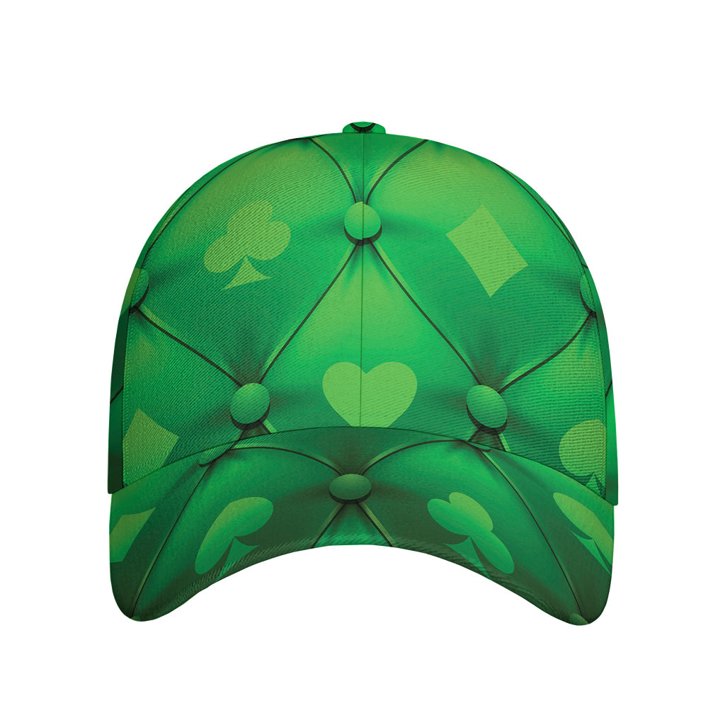 Green Playing Card Suits Pattern Print Baseball Cap