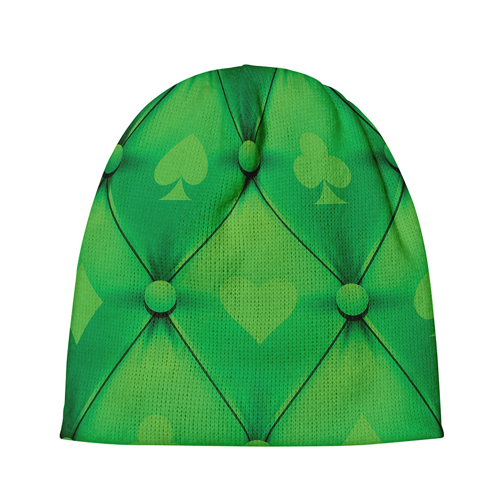 Green Playing Card Suits Pattern Print Beanie