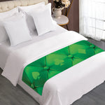Green Playing Card Suits Pattern Print Bed Runner