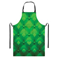 Green Playing Card Suits Pattern Print Bib Apron With Pocket