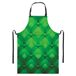 Green Playing Card Suits Pattern Print Bib Apron With Pocket