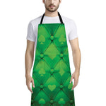Green Playing Card Suits Pattern Print Bib Apron With Pocket