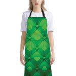 Green Playing Card Suits Pattern Print Bib Apron With Pocket