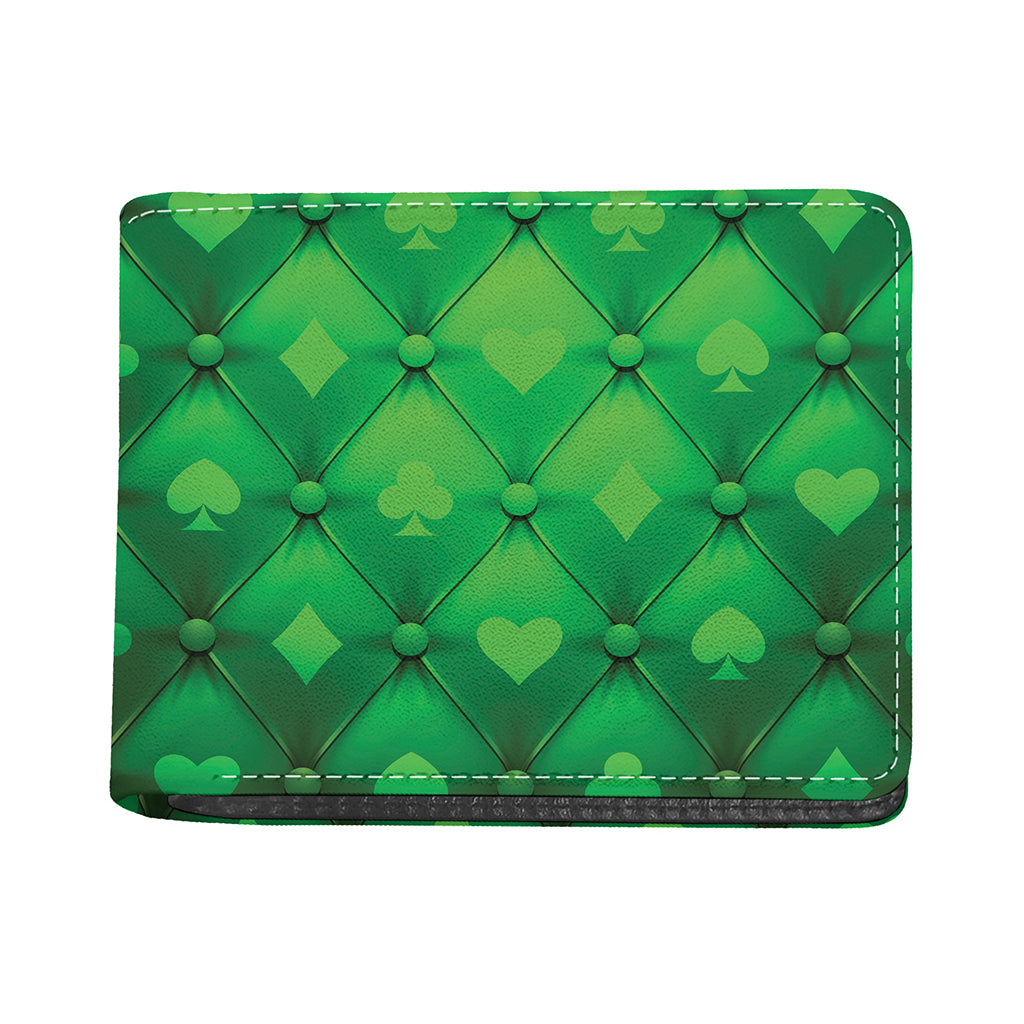 Green Playing Card Suits Pattern Print Bifold Wallet