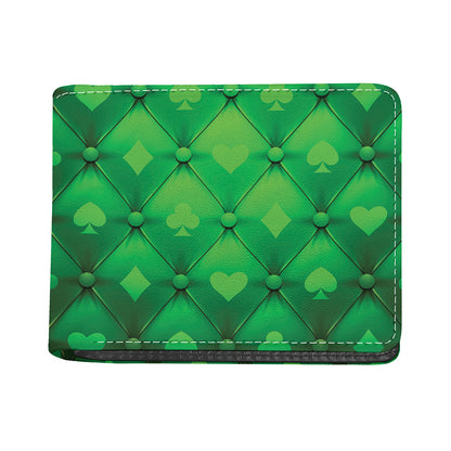 Green Playing Card Suits Pattern Print Bifold Wallet