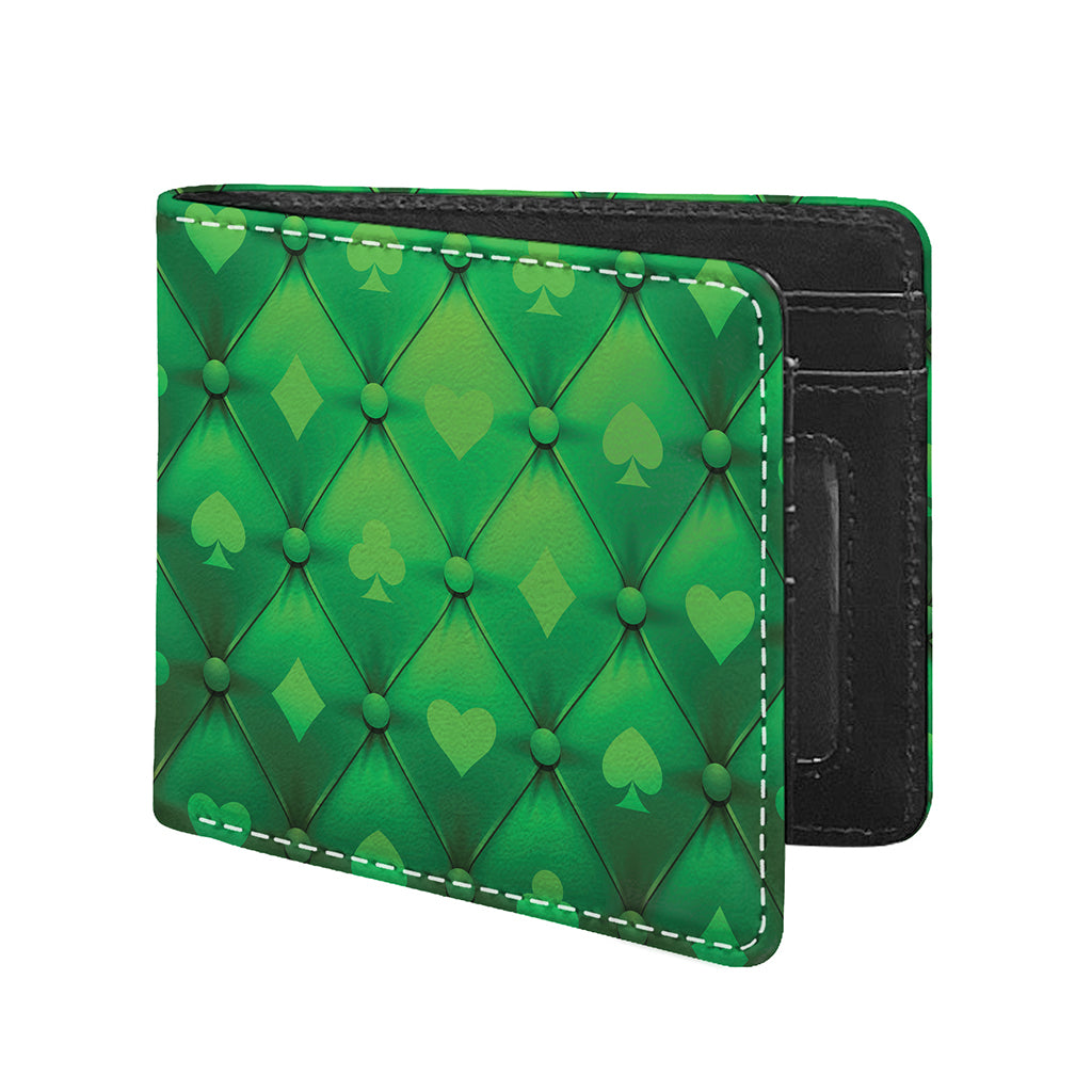 Green Playing Card Suits Pattern Print Bifold Wallet