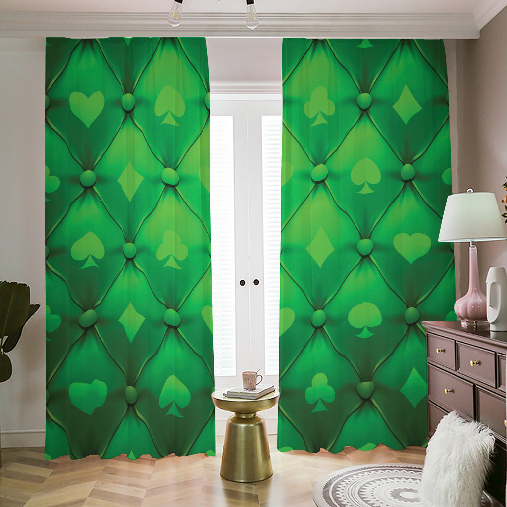 Green Playing Card Suits Pattern Print Blackout Pencil Pleat Curtains