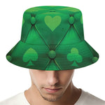 Green Playing Card Suits Pattern Print Bucket Hat
