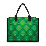 Green Playing Card Suits Pattern Print Canvas Tote Bag