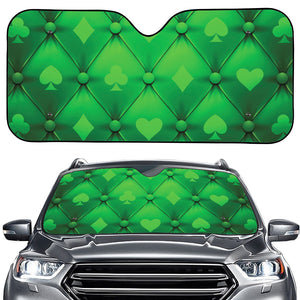 Green Playing Card Suits Pattern Print Car Windshield Sun Shade