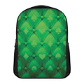 Green Playing Card Suits Pattern Print Casual Backpack