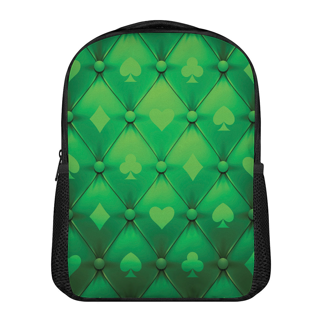 Green Playing Card Suits Pattern Print Casual Backpack
