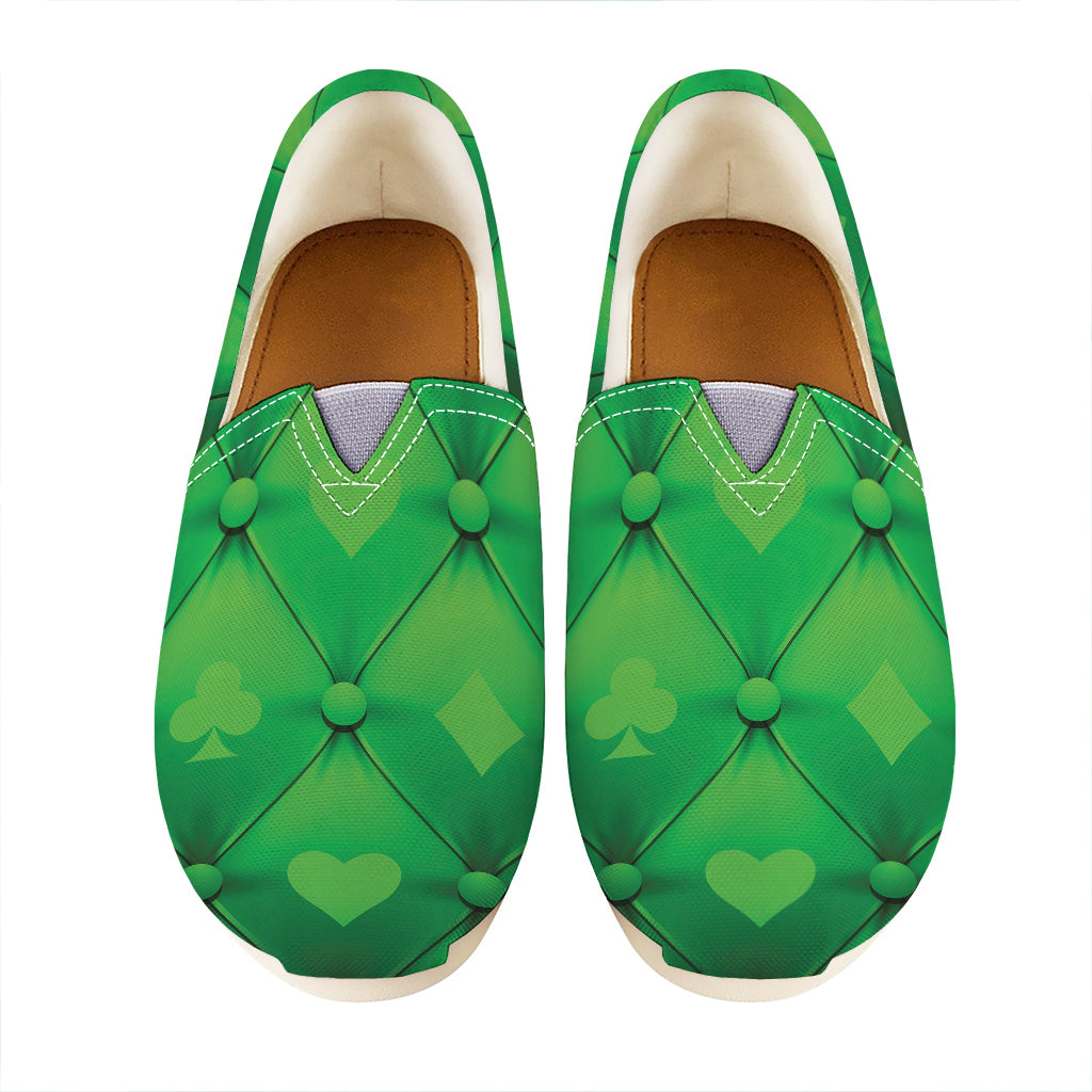 Green Playing Card Suits Pattern Print Casual Shoes