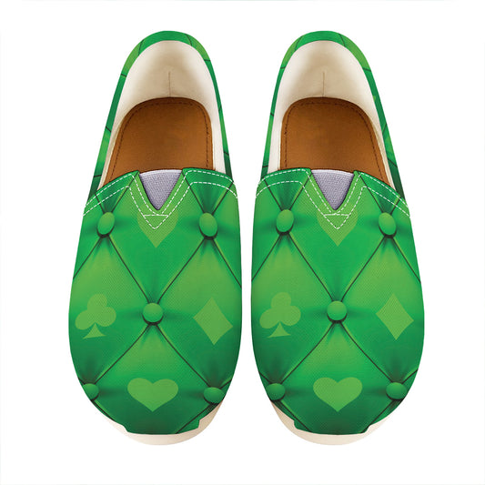 Green Playing Card Suits Pattern Print Casual Shoes