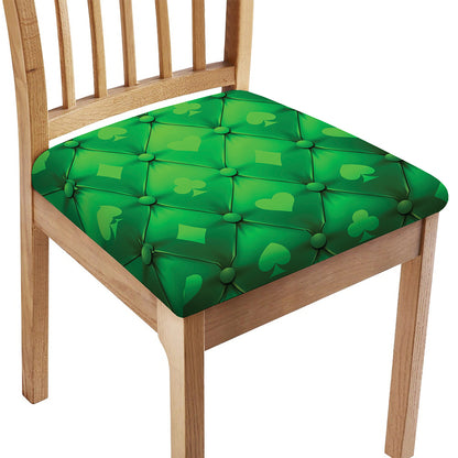 Green Playing Card Suits Pattern Print Chair Cushion Cover