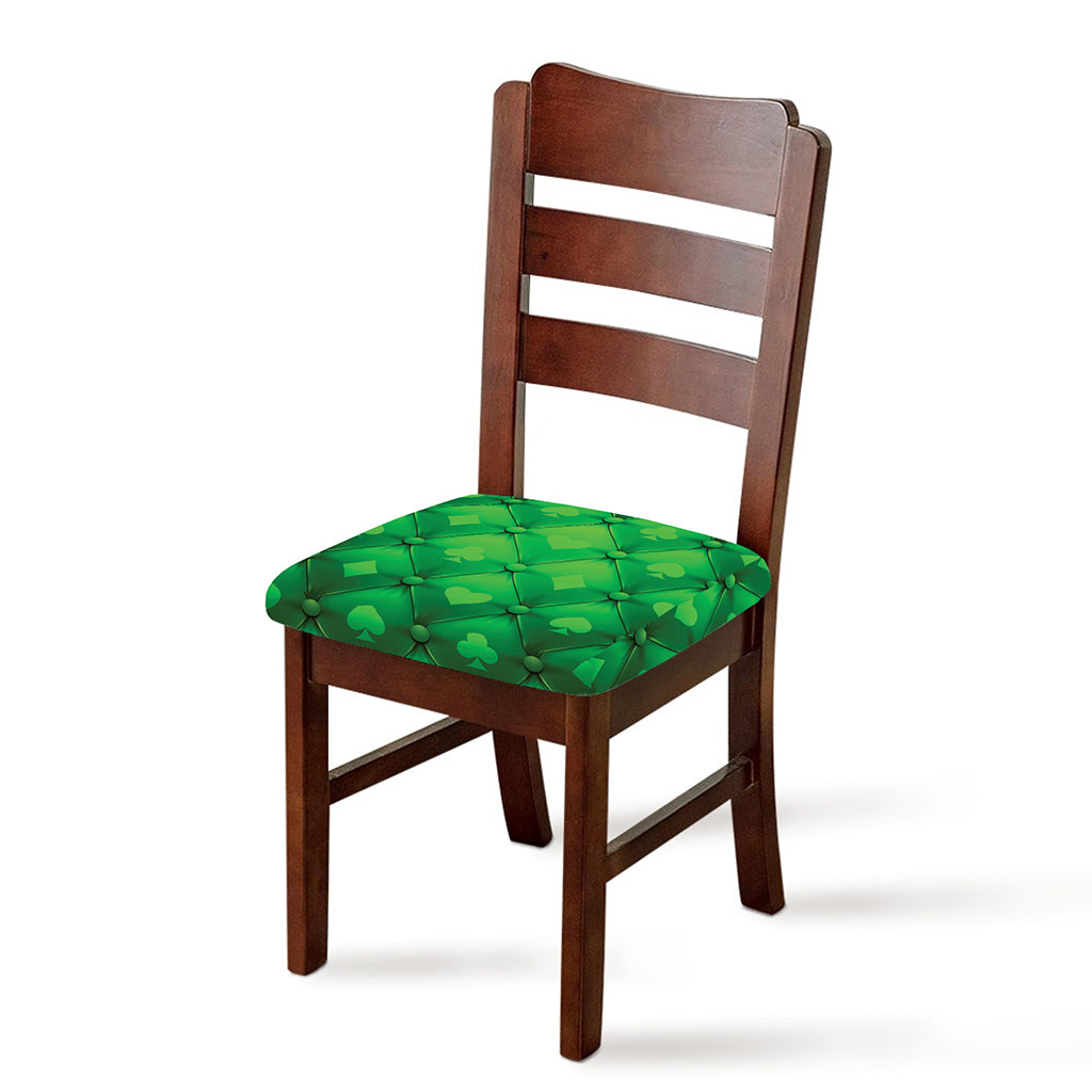 Green Playing Card Suits Pattern Print Chair Cushion Cover
