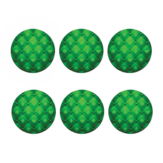 Green Playing Card Suits Pattern Print Coaster Set