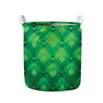 Green Playing Card Suits Pattern Print Collapsible Laundry Basket
