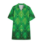 Green Playing Card Suits Pattern Print Cotton Hawaiian Shirt