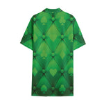 Green Playing Card Suits Pattern Print Cotton Hawaiian Shirt
