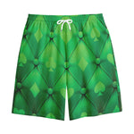 Green Playing Card Suits Pattern Print Cotton Shorts