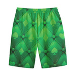Green Playing Card Suits Pattern Print Cotton Shorts