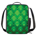 Green Playing Card Suits Pattern Print Crossbody Lunch Bag