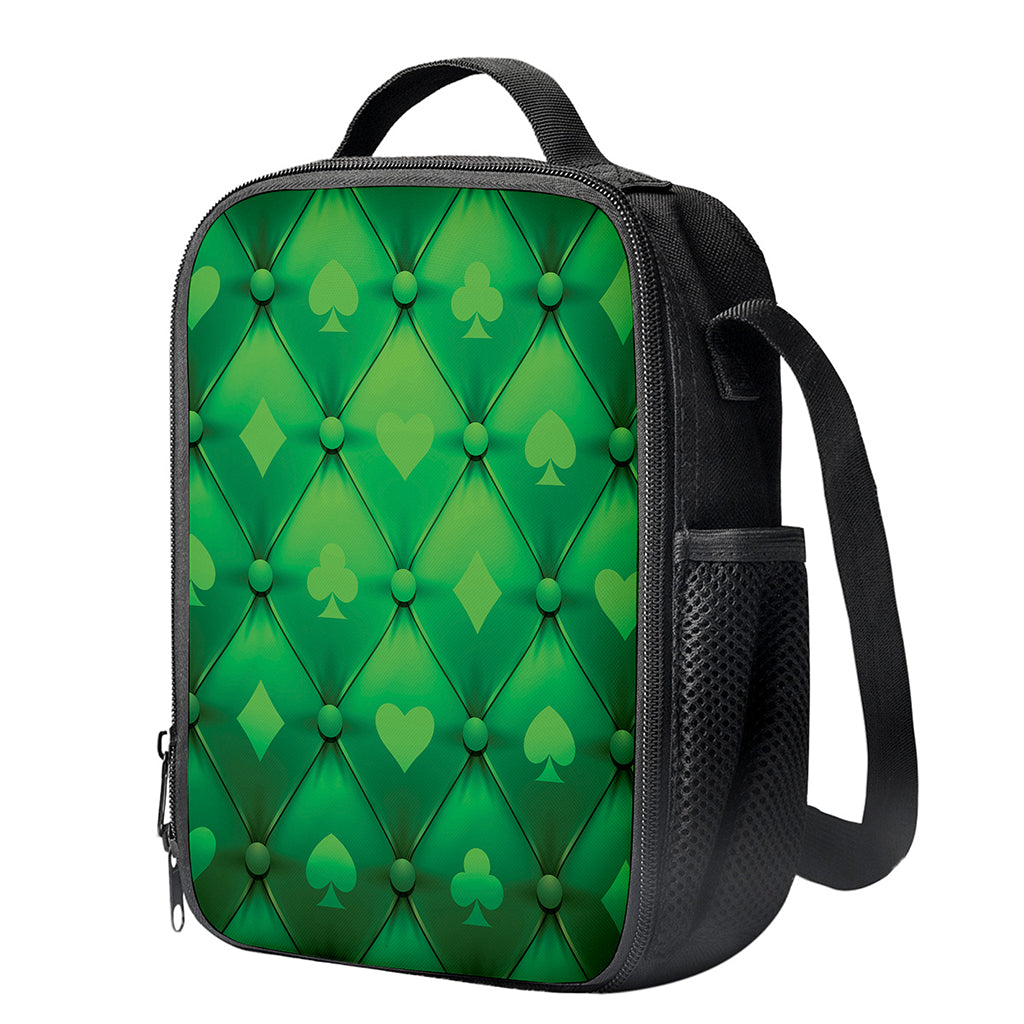 Green Playing Card Suits Pattern Print Crossbody Lunch Bag
