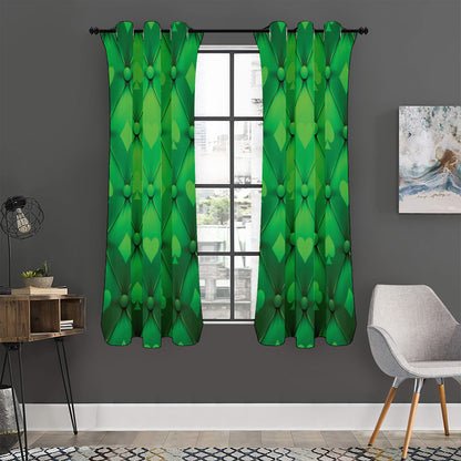 Green Playing Card Suits Pattern Print Curtain