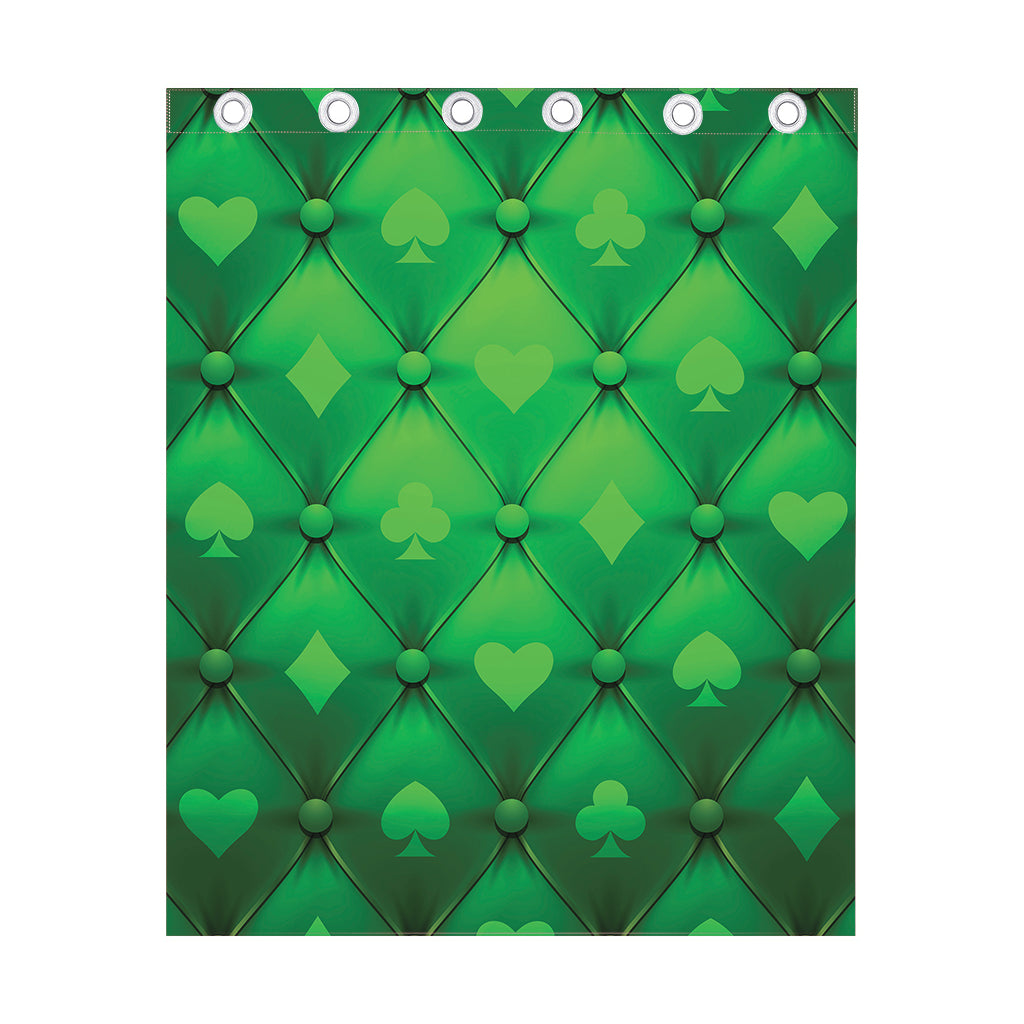 Green Playing Card Suits Pattern Print Curtain