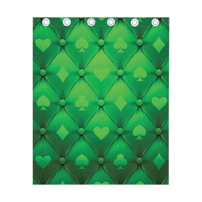 Green Playing Card Suits Pattern Print Curtain