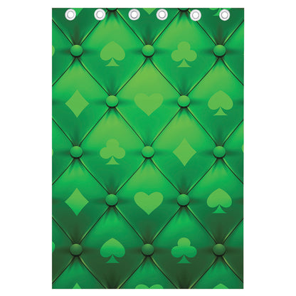Green Playing Card Suits Pattern Print Curtain
