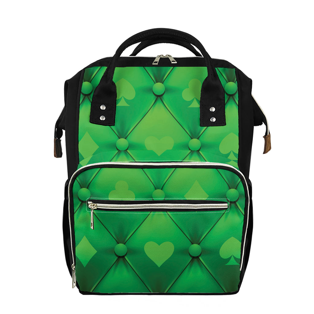 Green Playing Card Suits Pattern Print Diaper Bag