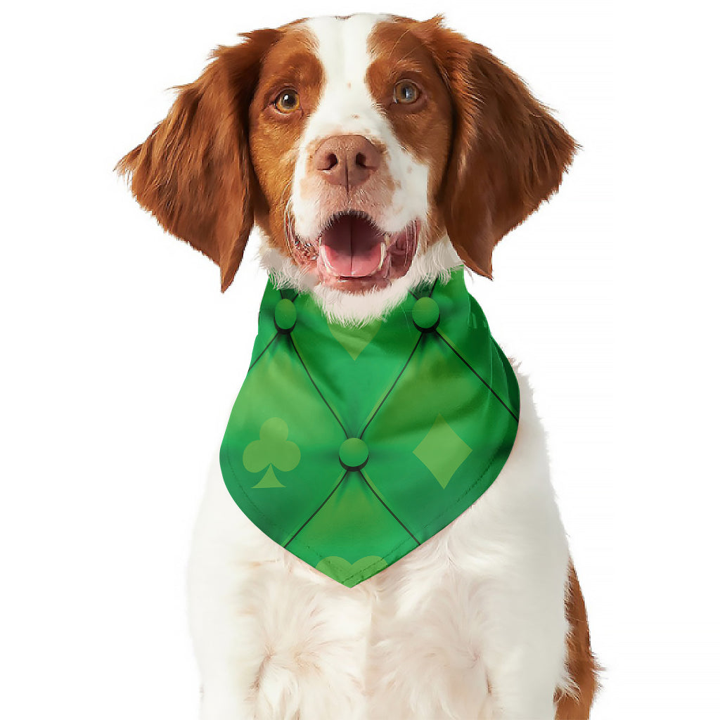 Green Playing Card Suits Pattern Print Dog Bandana