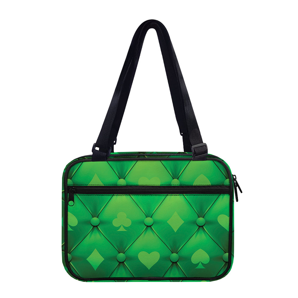 Green Playing Card Suits Pattern Print Double Strap Bible Bag