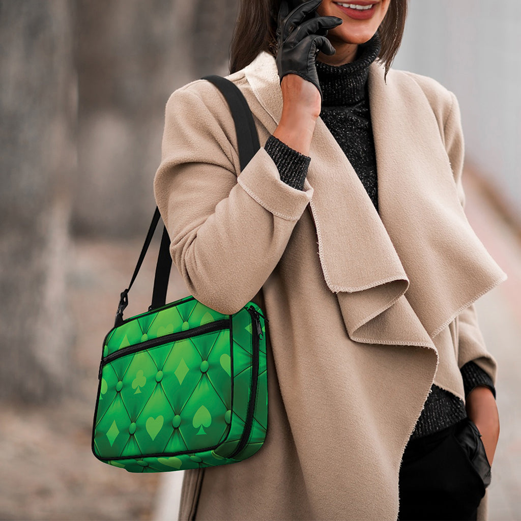 Green Playing Card Suits Pattern Print Double Strap Bible Bag