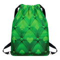 Green Playing Card Suits Pattern Print Drawstring Backpack