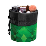 Green Playing Card Suits Pattern Print Drawstring Makeup Bag